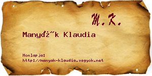Manyák Klaudia névjegykártya